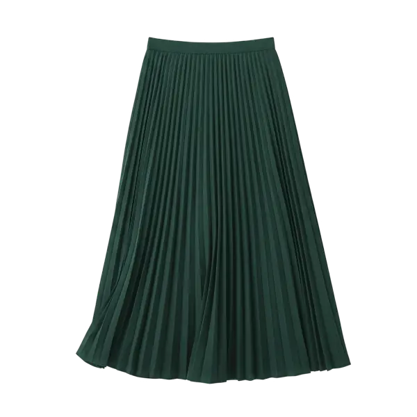 Pleated Skirt in Forest Green